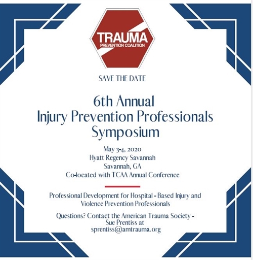 Save the Date: 6th Annual Injury Prevention Professional Symposium flyer