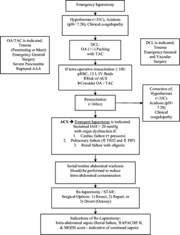 Figure 1. The management of the open abdomen in trauma, emergency general, and vascular surgery flow diagram. OA, open abdomen; PIP, peak inspiratory pressure.